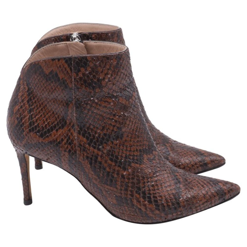 Giuseppe Zanotti Maskenada Brunette Snakeskin Ankle Boots in Brown Leather